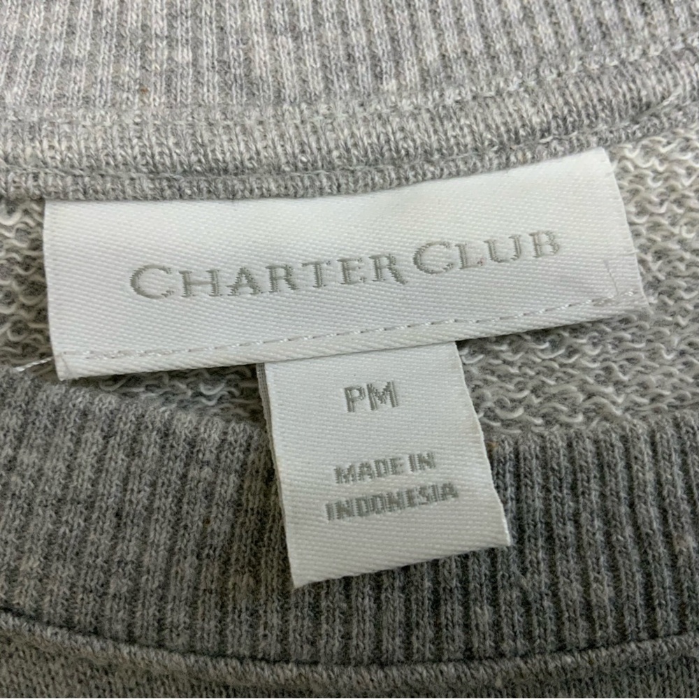 Charter Club Women’s PM Long Sleeve Gray Scottie Dog Graphic Puff Sweatshirt. - Picture 7 of 7